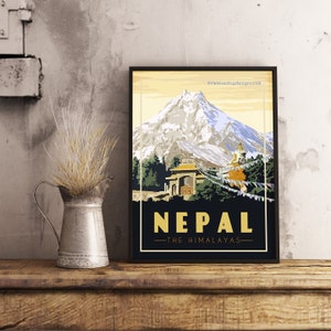 Népal Himalaya - Poster de voyage vintage