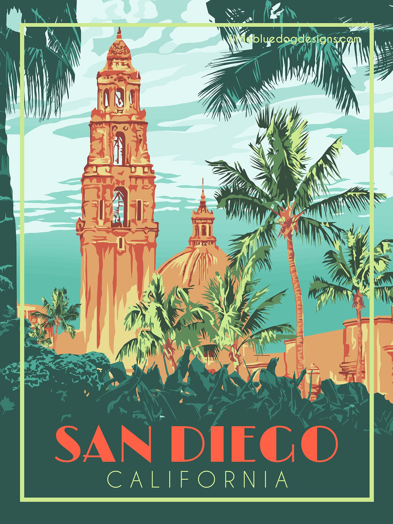 San Diego CA - Vintage Travel Poster - Etsy