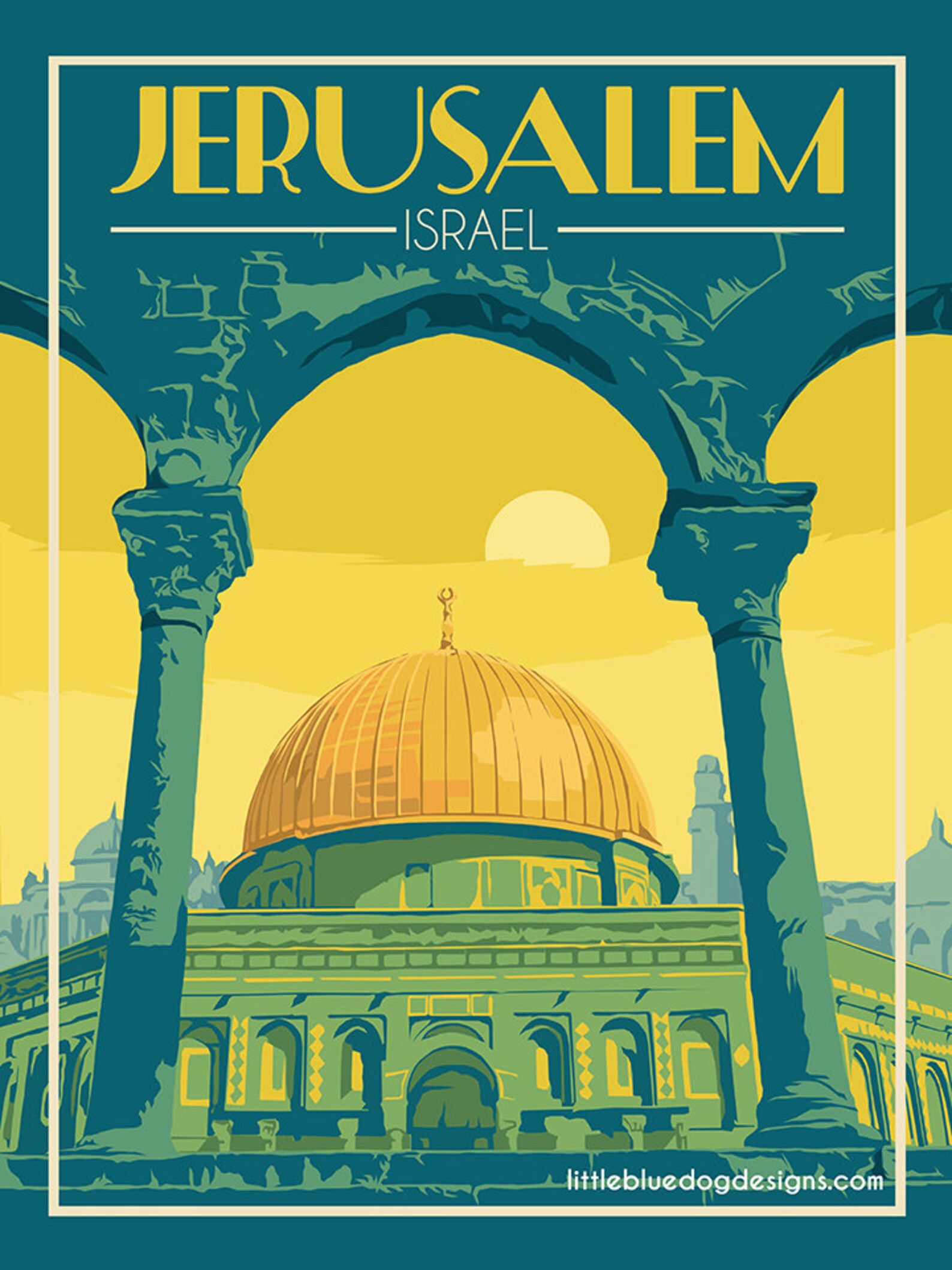 Jerusalén Israel Cartel de viajes vintage | Etsy