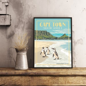 Le Cap, Afrique du Sud - Poster de voyage vintage