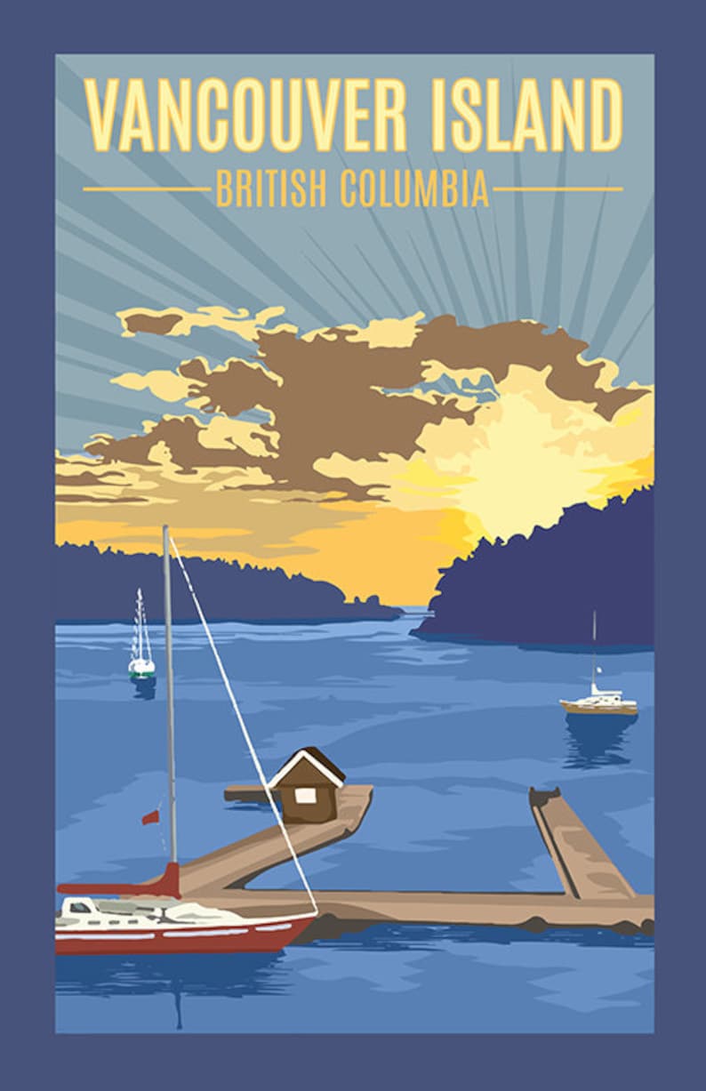 Vancouver Island BC Vintage Travel Poster Etsy Canada