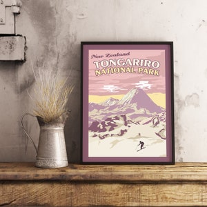 Póster Tongariro Nova Zelândia - Viagens Vintage