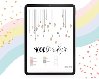 Vertical Lightbulb Monthly Mood Tracker Insert - Digital Planning GoodNotes Bullet Journal Notability ZoomNotes Xodo PDF