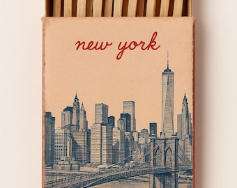 New York Matchbox-Style Art Print | Brooklyn Bridge | 8x10 Instant Download
