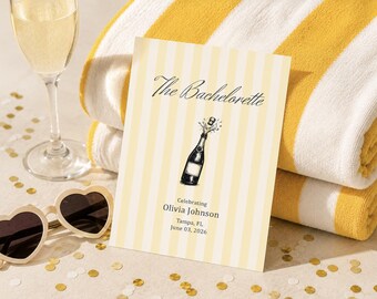 Bach Pool Weekend Itinerary Welcome Bag Insert Beach Bachelorette Swim Italian Theme Party Bachelorette Invite Striped Editable Google