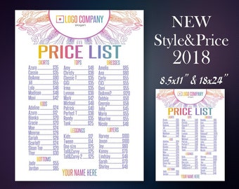 Embroidery Pricing Charts 2018