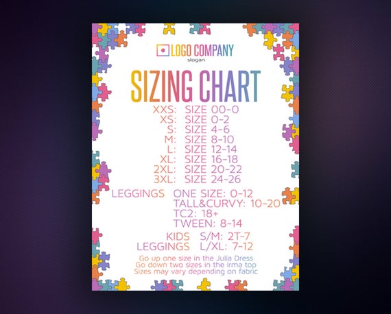 Sign Size Chart