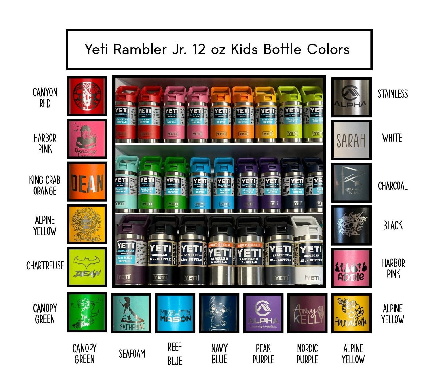 Yeti Rambler Jr Kids Bottle 12oz Engraved Personalized Customer - Etsy