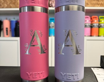 Yeti 18oz Water Bottle With Matching Lid, Custom Personalized Engraved