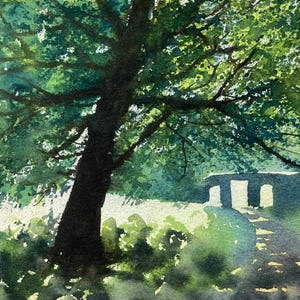 Bluebell Woods Watercolor Painting: Original Landscape Art (10x7)