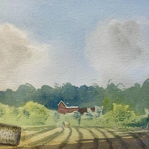 Dipinto ad acquerello originale: paesaggio estivo di Boosbeck