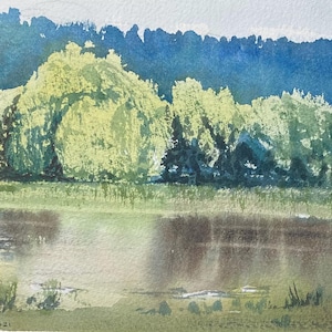 Margrove nature reserve (FULLY MOUNTED WATERCOLOUR 12”x 10”) original watercolour, original painting, wall art, original art, Impressionism