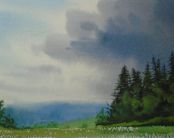 En plein air No.3 2022 (PURE ORIGINAL WATERCOLOUR) Fully mounted 12" x 10"