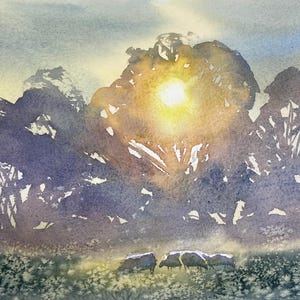 Breaking light (Pure Original Watercolour 11.7” x 8.3”) watercolor, watercolour, landscape painting, original landscape, wall art, artist