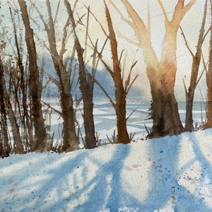 Ingleby fields mid winter (Pure Original Watercolour landscape painting) 11.7” x 8.3” watercolor, watercolour, original painting, landscape