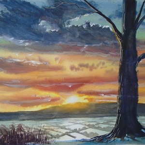 Painting from imagination (Original Gouache painting FULLY MOUNTED 14” x 11” ) landscape painting original, original gouache painting