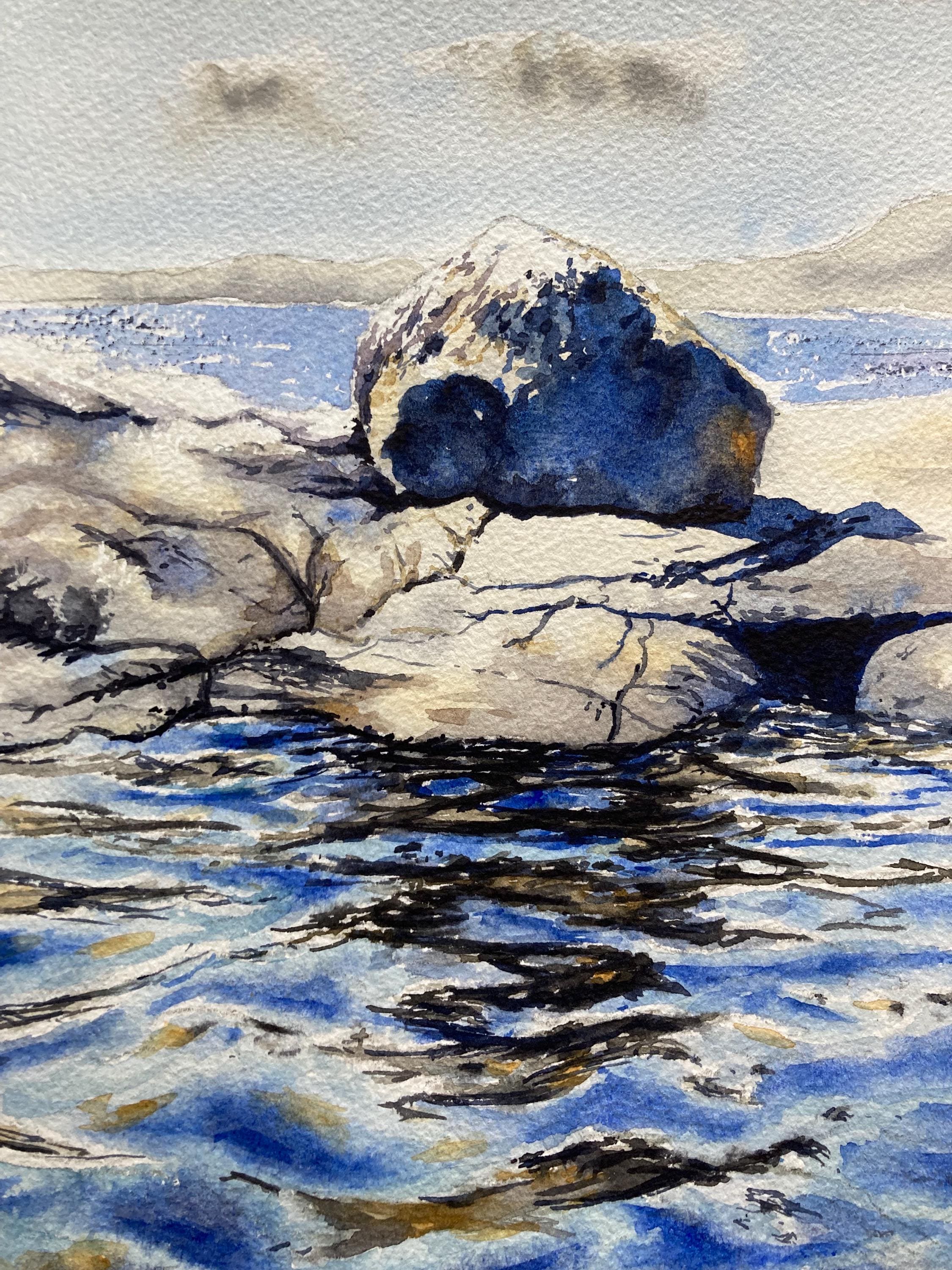 絵画 Cool Waters Stanislaw Zoladz Rock and Water Watercolor Art Print (A4 Size) - Etsy