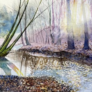 River Leven Original Watercolor Landscape Painting - North Yorkshire Art