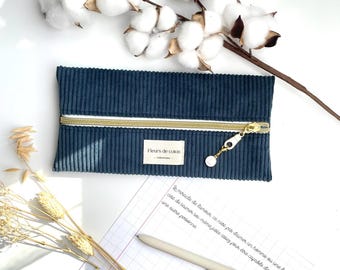 Corduroy flat pencil case