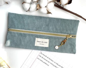 Corduroy flat pencil case
