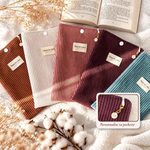 Personalized corduroy paperback and hardcover book cover