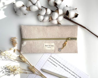 Corduroy flat pencil case