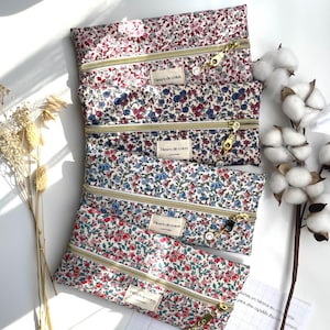 Trousse école plate en tissu fleuri