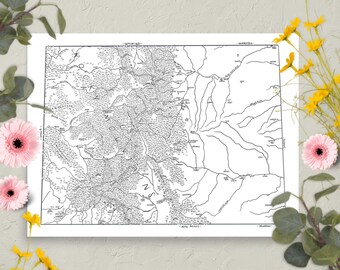 Mapa de Colorado dibujado a mano / Divertido mapa ilustrado del estado / Arte mural en papel mate / Varios tamaños