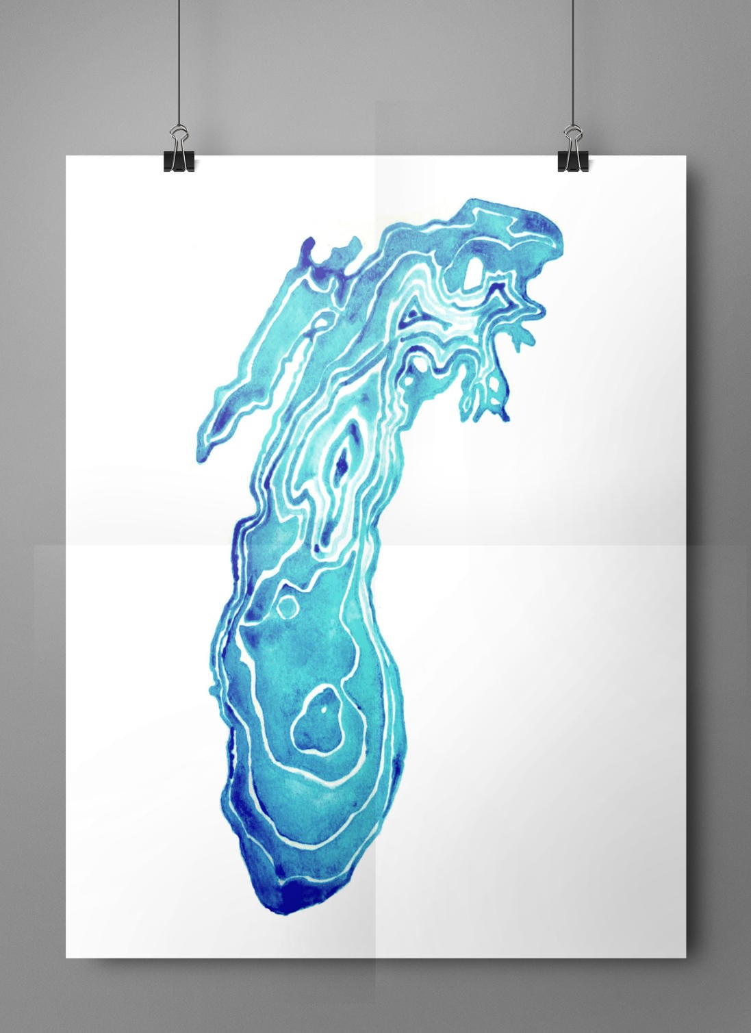 Lake Michigan Wall Art Map Print Decor Etsy