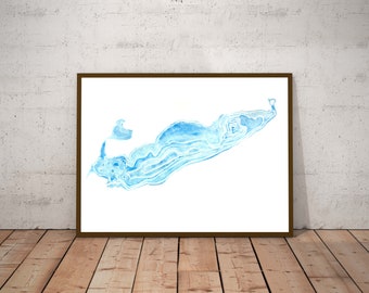 Mapa en acuarela de Lake Erie Wall Art Decor