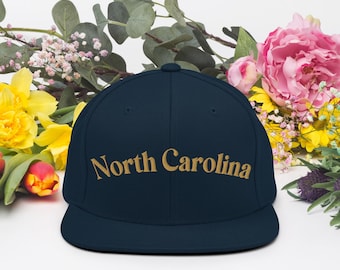 Casquette Snapback Caroline du Nord | Casquette de baseball brodée | Cadeau chapeau de camionneur réglable