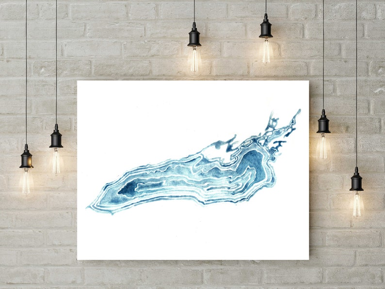 Watercolor Lake Ontario Nautical Map Wall Decor Art Etsy