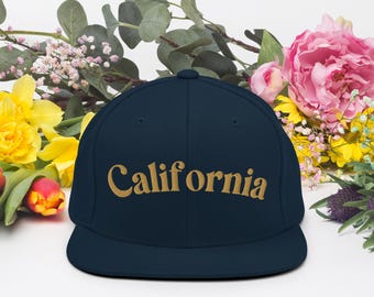 Gorra de béisbol californiana con cierre a presión, bordada, ajustable, para camionero.