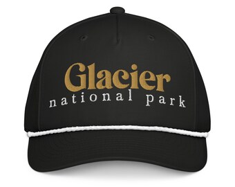 Gorra de cuerda del Parque Nacional Glaciar / Gorra de camionero bordada / Gorra retro ajustable