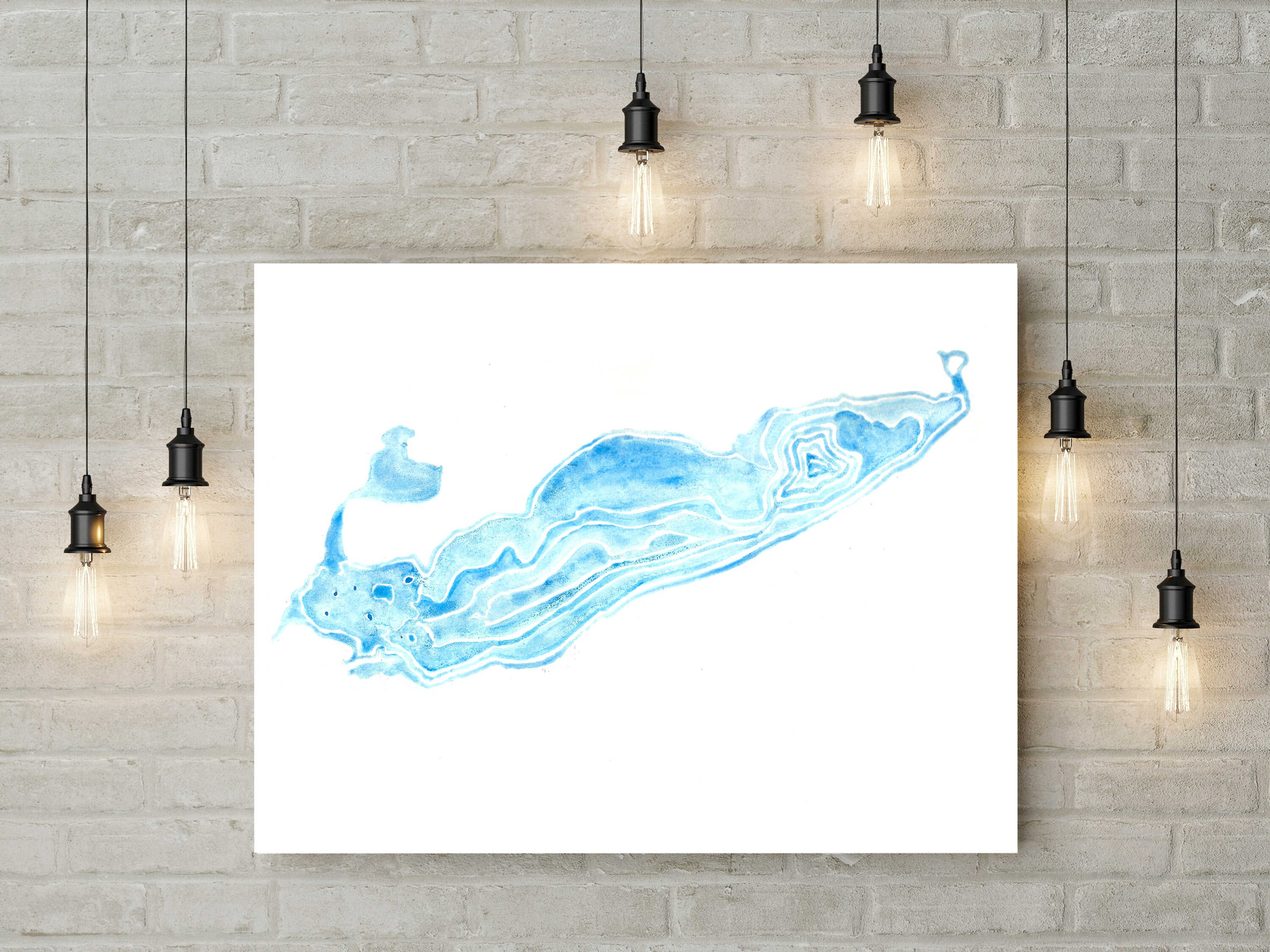 Watercolor Map of Lake Erie Wall Art Decor Etsy