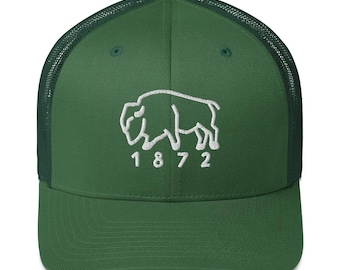 Gorra de camionero del Parque Nacional de Yellowstone / Gorra de malla con contorno de bisonte / Gorra ajustable de 1872