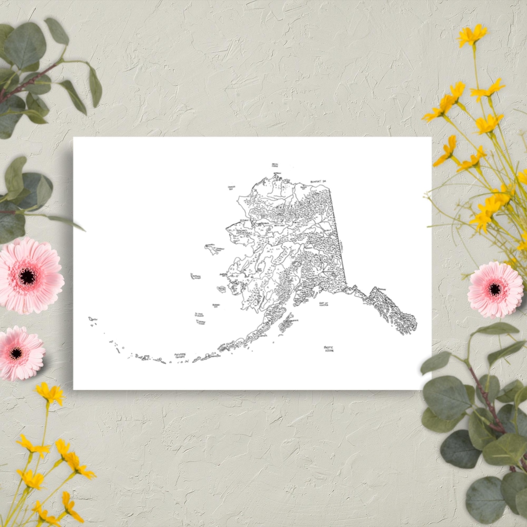 Alaska Hand-drawn Map | Fun Illustrated State Map | Matte Paper Wall ...