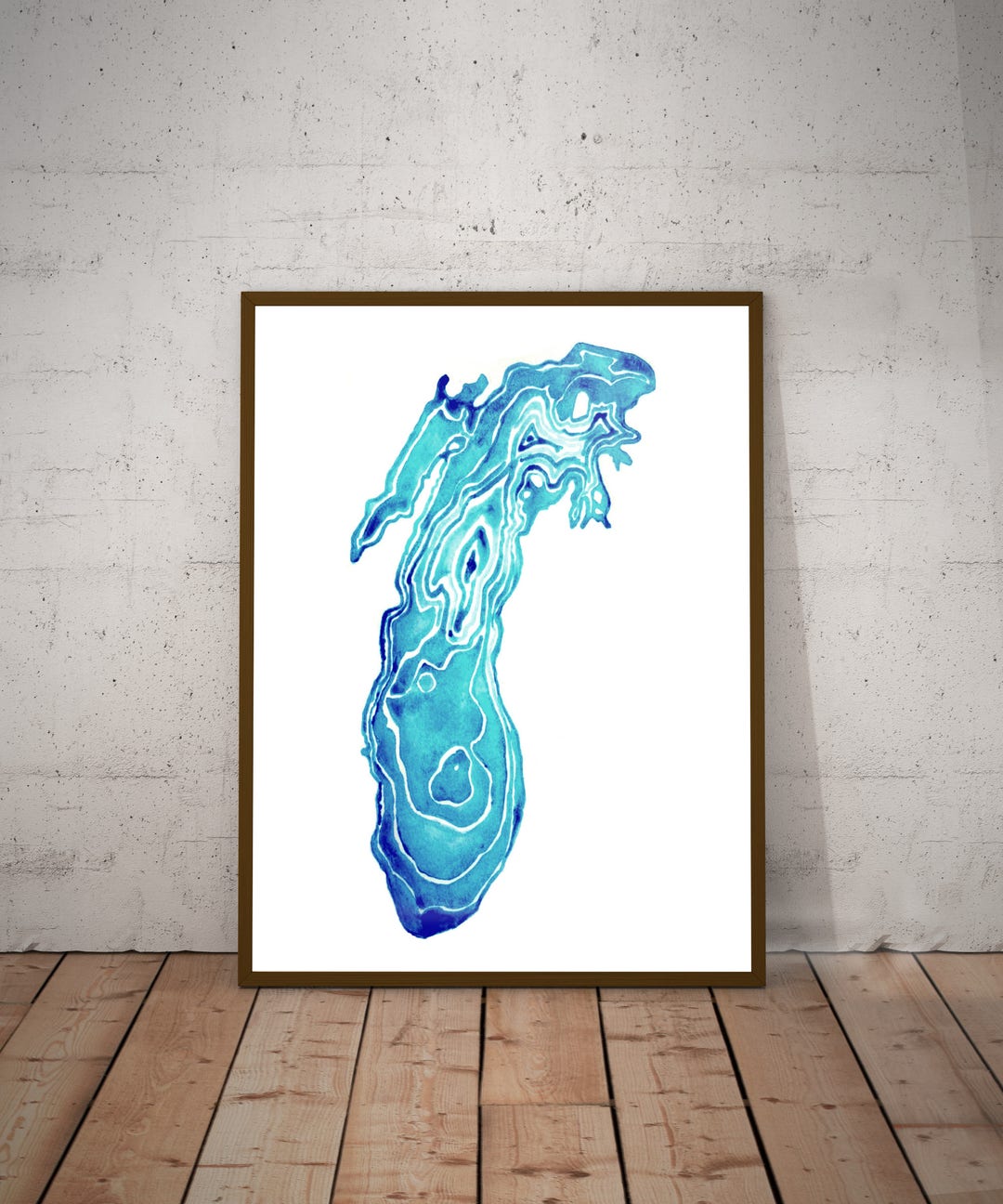 Lake Michigan Wall Art Map Print Decor Etsy