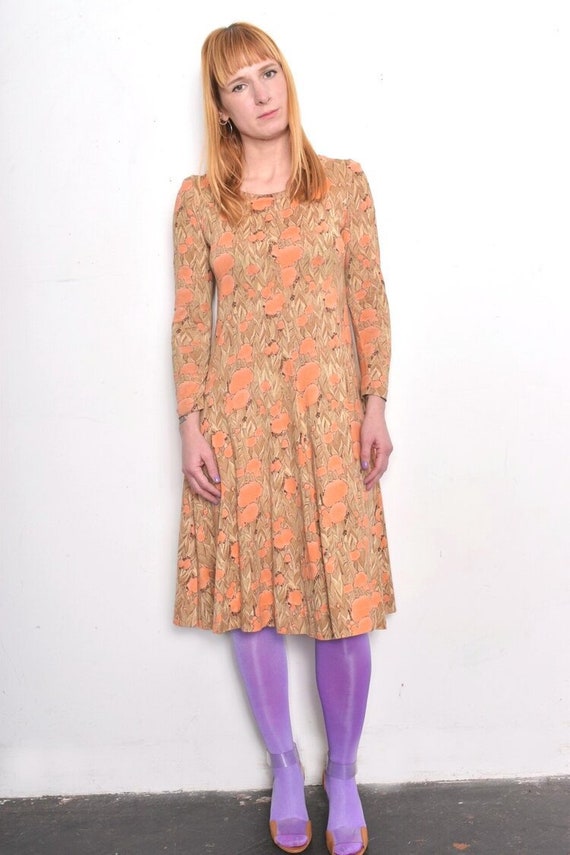 Vintage 1970s Abstract Poppy Fields Dress Size Med