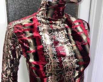 Jersey de cuello alto con gráfico de terciopelo Y2K