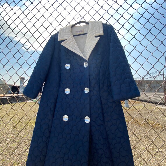 Vintage 60s Quilted Navy House Coat Size OS