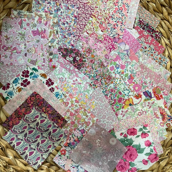 50 x 5" Fifty shades of Pink Liberty Tana Lawn Squares