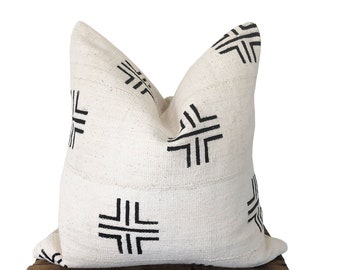 Mudcloth Pillow Cover, Black and White Mudcloth Pillow