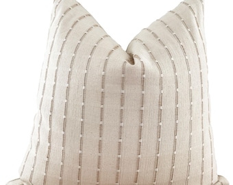 Cream and Light Brown Textured Woven Pillow Cover, Neutral Decor