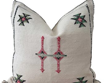Ivory Moroccan Cactus Silk Pillow Cover
