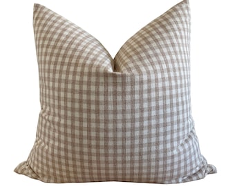 Light Brown Woven Plaid Pillow cover