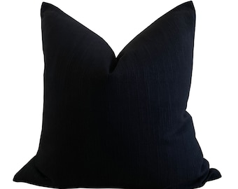 Black Pillow Cover, Black Textured Handwoven Cotton Pillow Cover