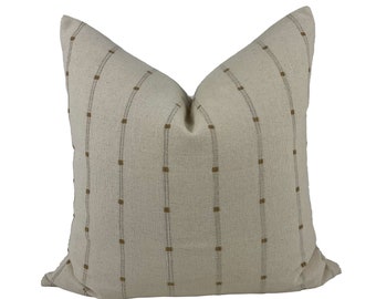 Woven Cream and Brown Stripe Pillow Cover