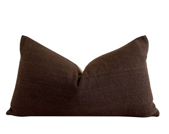 Funda de almohada lumbar tejida de color marrón oscuro, fundas de almohada de diseño