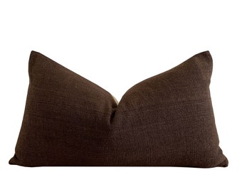 Dark Brown Woven lumbar Pillow Cover, Designer Pillow Covers